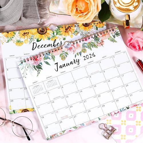 Image of 2026 Calendar - JAN 2026 - DEC 2026, Wall Calendar 2026, 11 inch x 8.5 inch, 12 Months Wall Calendar, Writing Blocks, Julian Dates, Spiral Bound