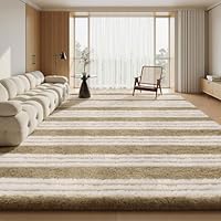 Sour Lemon Beige Rugs Living Room 120x160cm, Striped Area Rug for Bedroom, Washable Rug Anti Slip, Extra Large Fluffy Shaggy Rugs Modern Floor Carpets Mat Beside Carpet for Kids Living Room