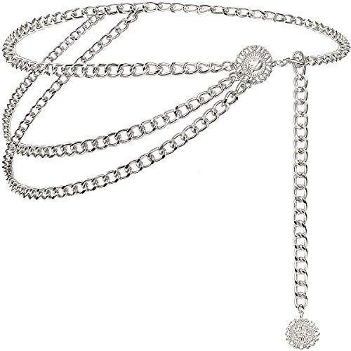 Cinturones de cadena para mujer accesorio de cintura multicapa y cadena de vientre ajustable