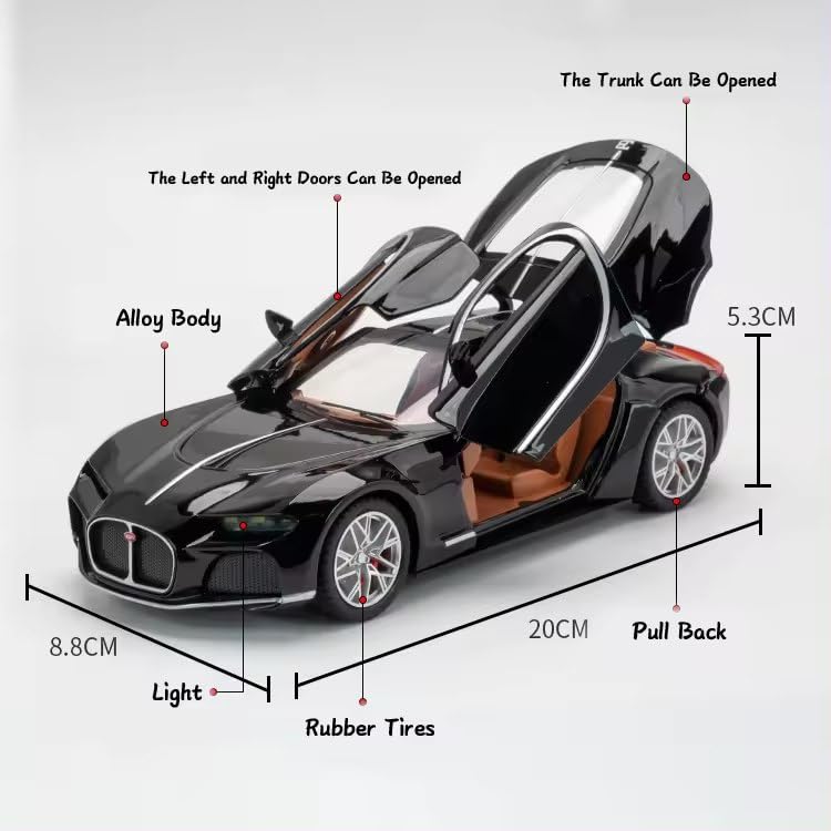 Image of Scale Exclusive Alloy Metal Pull Back | Die-cast Car Model with Sound Light Mini Auto Toy for Kids Metal Model Toy Car with Sound and Light (1.24 Scale -BUGGATI Atlantic-Black)