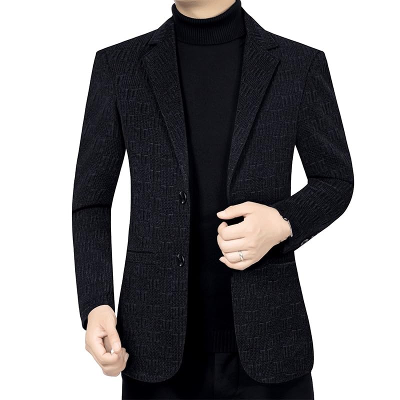 Mens Black Corduroy Casual Blazers Slim Fit Two Button Sport Suit Coat Notch Lapel Jacket for Daily Party Business