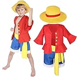 SOOFILM Monkey D. Luffy Costume Luffy Cosplay Anime Coat Wano Country Costumes Halloween Party Full Set Outfits