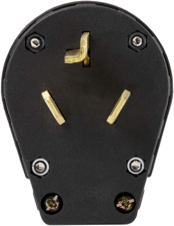 Nema 10-30P Plug 30 Amp 125/250 Volt Angle Plug, 3 Pole 3 Wire Grounding Straight Blade Plug for Dyer and Ranges LK3331
