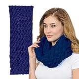 BASICO Winter Chunky Knitted Infinity Scarf for Women Warm Circle Cable Loop Royal Blue Scarf