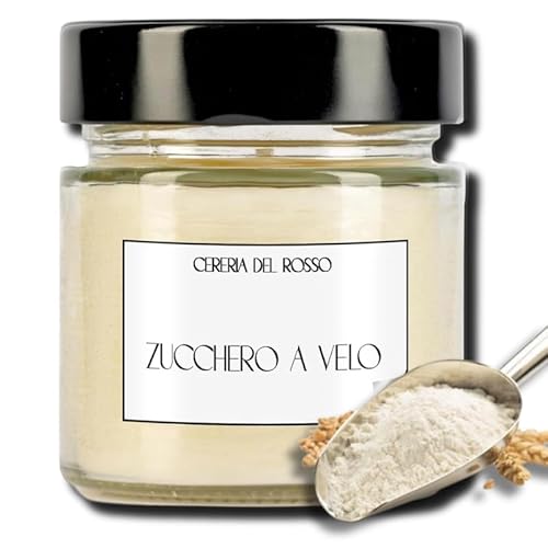 CERERIA DEL ROSSO Candela Profumata Cera di Soia 100% Naturale Aromaterapia Profumo Intenso Fino a 40 ore Idea Regalo Occasione Natale Made in Italy Varie Fragranze (Zucchero a Velo)