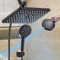 GAOZHIBST 12 Inch Rain Shower Head High Pressure Dual Shower Heads Rainfall Showerhead with 9 Sprays Handheld Spray Combo & 70"Long Fixed Showerheads Hose, Matte Black Bathroom Accessories
