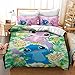 Produktbild SSLLC Bettwäsche-Set, 3D, Anime, Lilo Stitch, bedruckt, Bettwäsche, 100 % Mikrofaser, 3-teiliges Set mit 2 Kissenbezügen, Geschenk für Kinder (A12,135 x 200 cm)