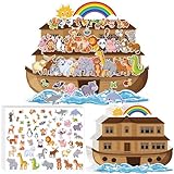 YHNTGB 11 Set Noah's Ark Animal Sticker Scene Kit Include Backgrounds and Self Adhesive Label Children's Paster Set for Sunday School Crafts Decorations
