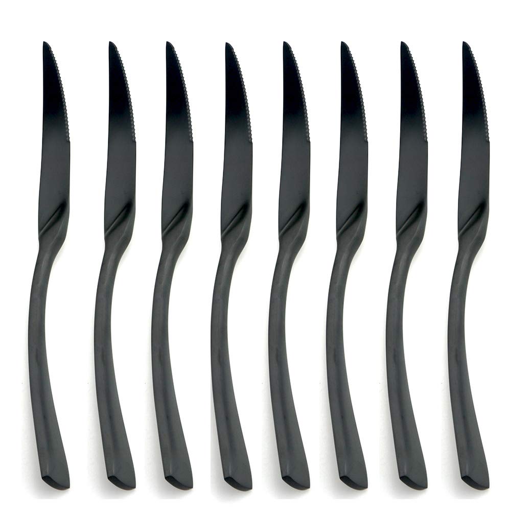 JASHII 18/10 Stainless Steel 8 Piece Matte Black Steak Knife Black
