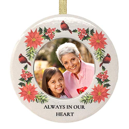 Memorial Photo Christmas Ornament - Sympathy Expression Always in Our Heart - 3 1/2