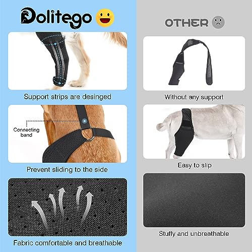 Image of Dolitego Adjustable Dog Knee Brace - Dog ACL Leg Brace for Support with Cruciate Ligament Injury, Joint Pain, and Muscle Soreness, Anti-Slip Canine Rear Leg Braces for Dogs (Medium, Left)