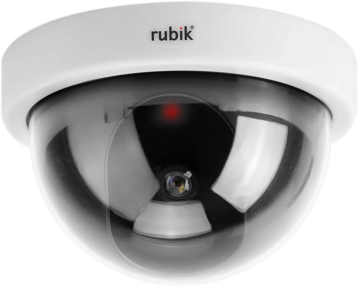 Rubik Dummy CCTV Dome Camera with Red LED Light, Fake Surveillance Simulation Camera Security Indoor Dome Camera with LED Light (White)