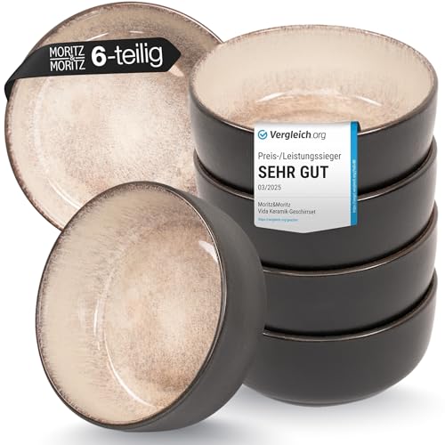 Moritz & Moritz VIDA 6x Müslischalen Beige - Stylisches und robustes Schalen Set aus Porzellan für Müsli, Suppen & Salate - Spülmaschinenfest, mikrowellengeeignet, ideal für den täglichen Gebrauch Moritz & Moritz VIDA 6x Müslischalen Beige - Stylisches und robustes Schalen Set aus Porzellan für Müsli, Suppen & Salate - Spülmaschinenfest, mikrowellengeeignet, ideal für den täglichen Gebrauch