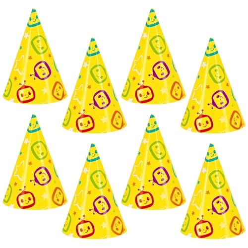 Cocomelon Mini Party Hats - (Pack of 8) - Vibrant & Adorable Desi...