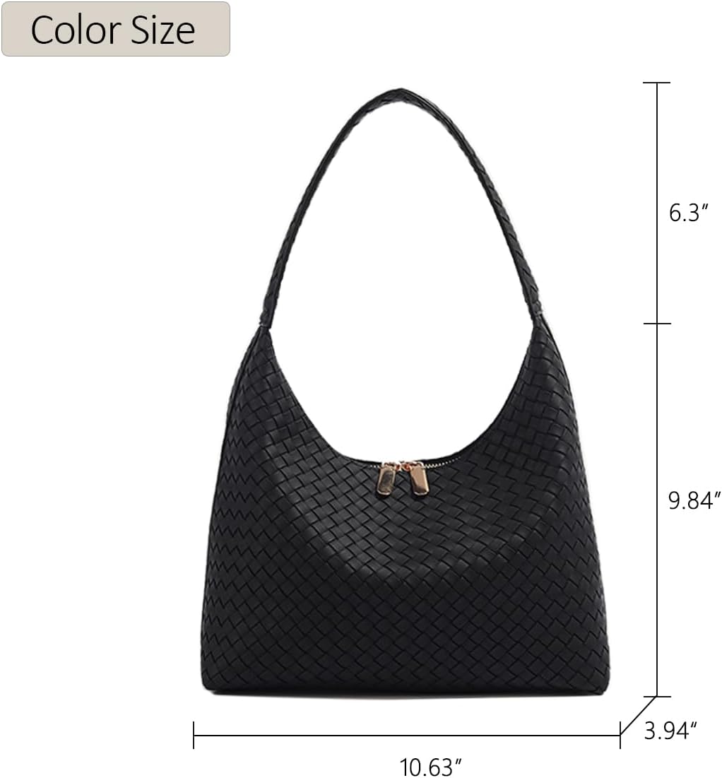 Leather Hobo Bags for Women Small Soft Shoulder Purse Slouchy Tote Handbags with Double Zipper Design - Image 6
