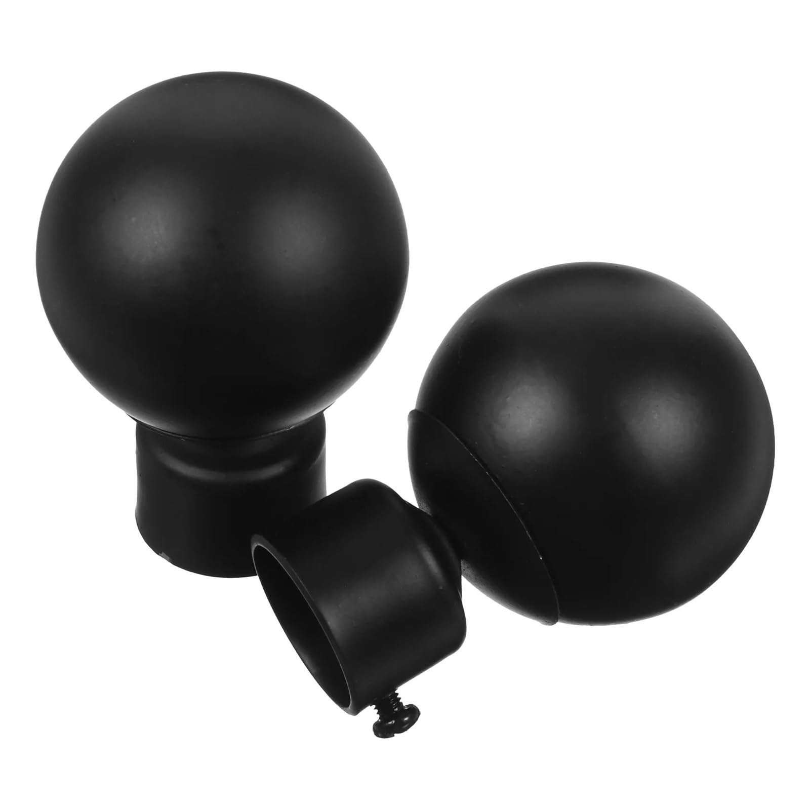 Wylqen Curtain Rod Finial Screw 2Pcs Window Curtain Rod End Black Iron Anti-Rust Fit 28Mm Diameter Home Office Drapery Pole Final Caps for Curtain Decoration
