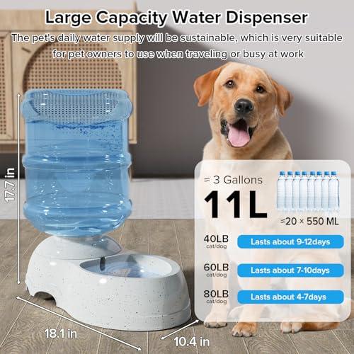 Kenond Water Dispenser Station for Large Dogs,3 Gallon/11L Gravity Automatic Feeder, Dog Water Bowl Dispenser,Large Size Dog Drinking Fountain - Image 3