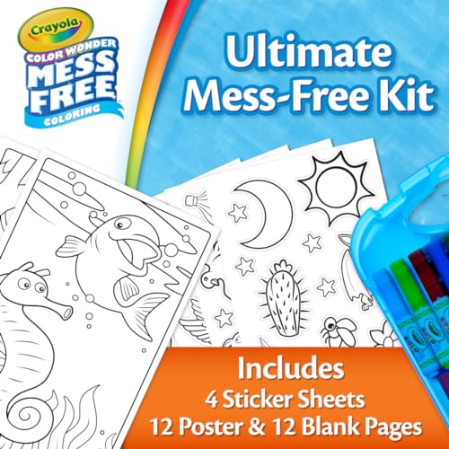 Image of Crayola Color Wonder Mess Free Coloring Kit (50+ Pcs), Toddler Art Set, Mess Free Markers & Coloring Pages, Toddler Travel Activity, Gifts, 3+