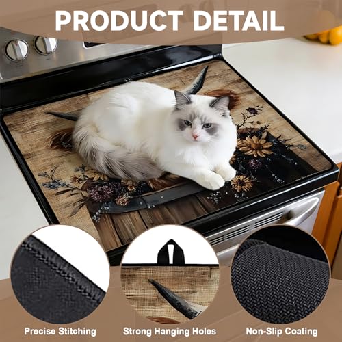 Image of Stove Top Cover for Electric Stoves: All-in-One Heat-Resistant Protector Mat, Non-Slip Kitchen Counter Mat Cow Pattern 28''x20''