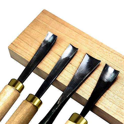 YOGEON Wood Spoon Carving Tools, 4-in-1 Wood Carving Kit ith Portable Canvas Bag for Spoon Bowl Cup Woodworking