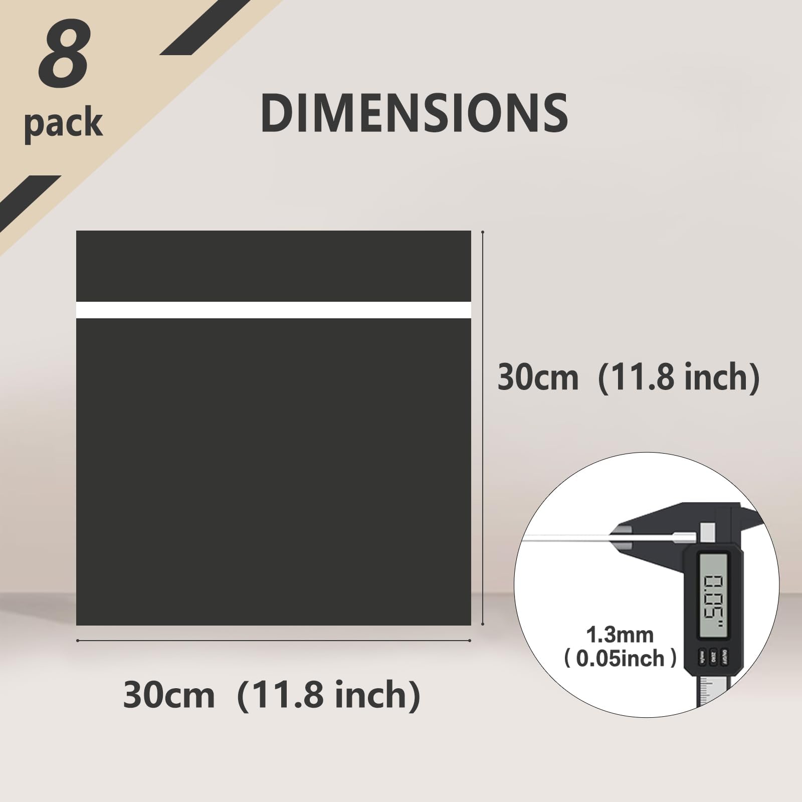 8er Set ABS Lasergravur Kunststoffplatten, 30 × 30 cm, 1,3 mm Doppelschicht Gravurplatten für Namensschilder, Schilder, Logos & DIY Projekte (Schwarz auf Weiß)