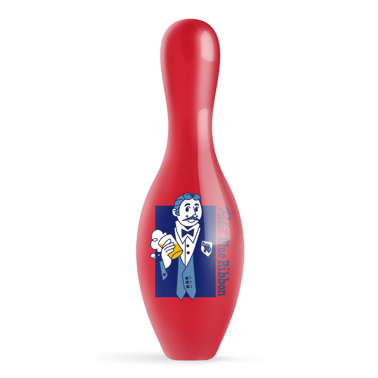 On The Ball Bowling Pabst Man with Beer Red Bowling Pin