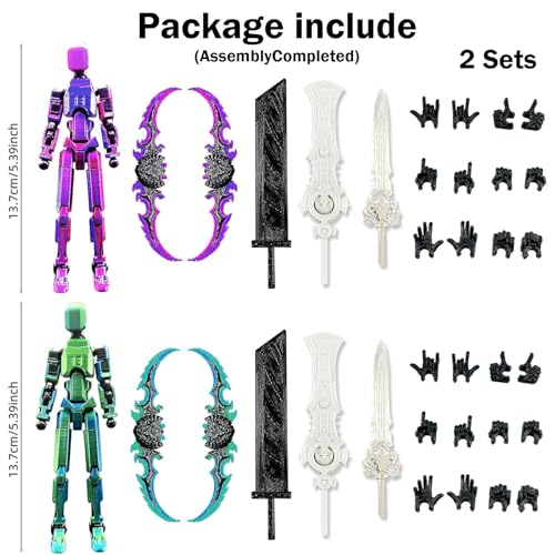 Image of 2Pcs Dummy 13 Action Figure, Creative Desktop Decor for Collectors, DIY Assembly Experience with Articulated Joints, Drawing Reference and Photography Prop, Red Blue and Blue Green Color