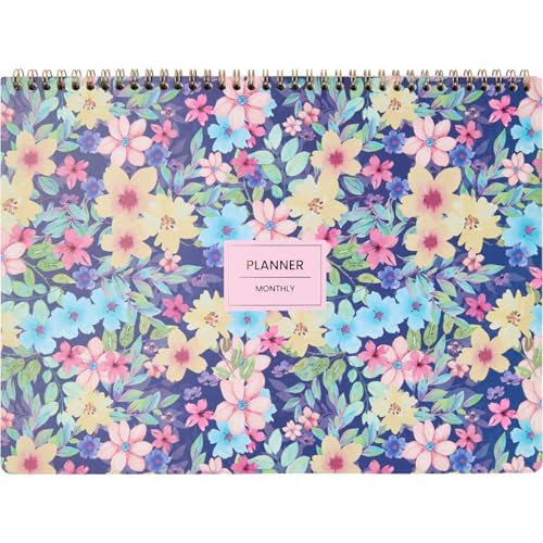 Takenote Planificador Mensual - Formato Perpetuo Sin Fecha, Mes Vista, Tamaño 31,5x23 cm, Tapa Rígida de Cartón, Cierre Anillas Dobles (Wire’o), Planner Bilingüe Español e Inglés - Olivia