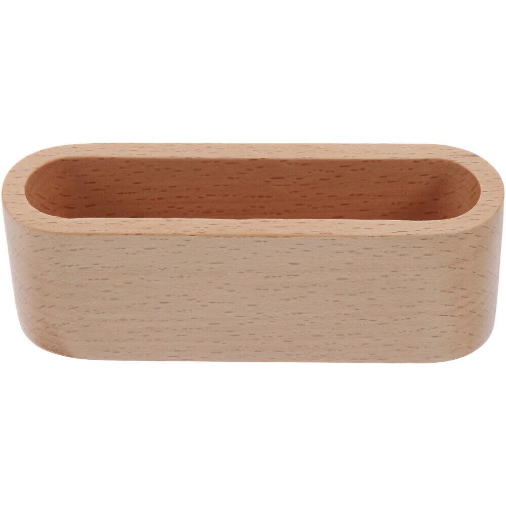 Wooden World Stylish Minimalist Business Card Holder of Natural Beech Wood, Light Brown - Image 3