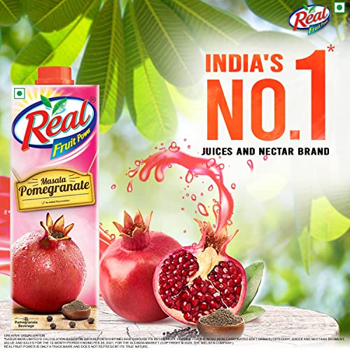 Image of DABUR Real Masala Pomegranate Fruit Juice-1L (Pack of 8)| No Added Preservatives, No Artificial Colours & Flavours|Chatpata Masala|Fruit Nutrition|Tasty, Refreshing & Energizing Fruit Drink