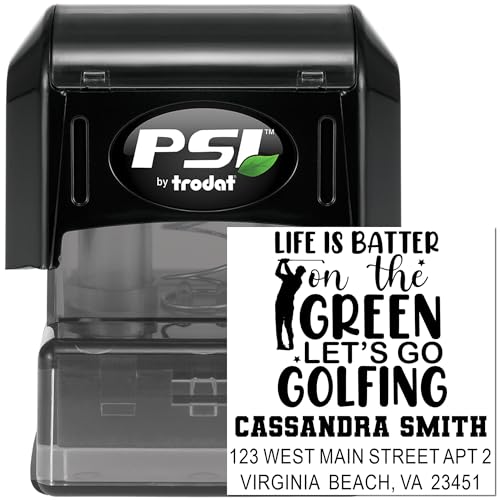 Image of Golf Laurels Emblem Pre Inked Rubber Stamp - for Letters and Parcels | Clean Impression Stamp. Golf Stamp Custom Made. Choice of 5 ink colors. One household per die. Oil-based ink. Square imprint.