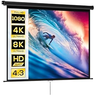 HOMCOM Telo Proiettore da 84 Pollici 4K HD Formato 4:3, Altezza Regolabile Manuale, Schermo Proiettore, Grandangolo di 160 Gradi, Telo Videoproiettore per Casa, Home, Cinema, Ufficio, Nero