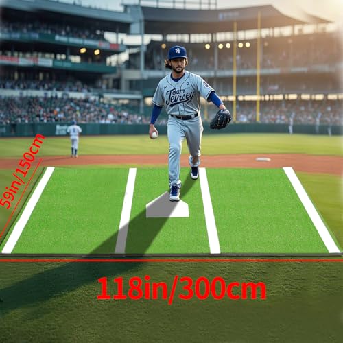 Thickened Baseball Hitting Mat 10ft x 5ft Home Plate Batters Box Turf Mat,0.4in Thick Waterproof Indoor/Outdoor Batting Cage Mat for Softball Pitching Mound, with Portable Carry Bag Green (Green) - Thumbnail 6