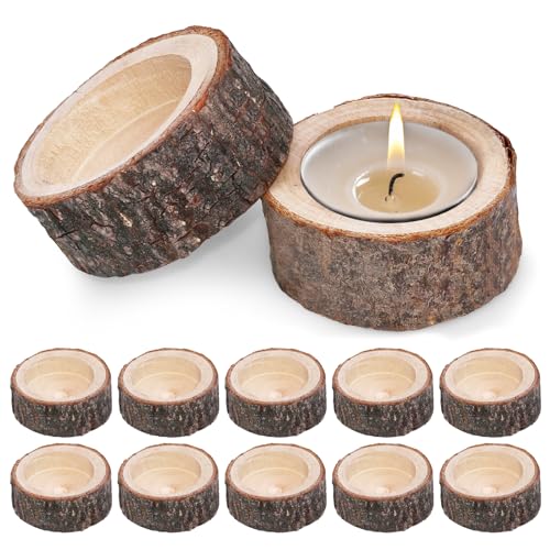 ZHIYUQL® Juego de 12 portavelas de madera, portavelas para velas