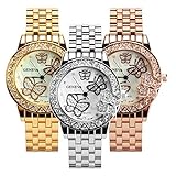 Weicam Women 3 Pc Simple Crystal Butterfly Watch Analog Quartz Wrist Watches Jewellery
