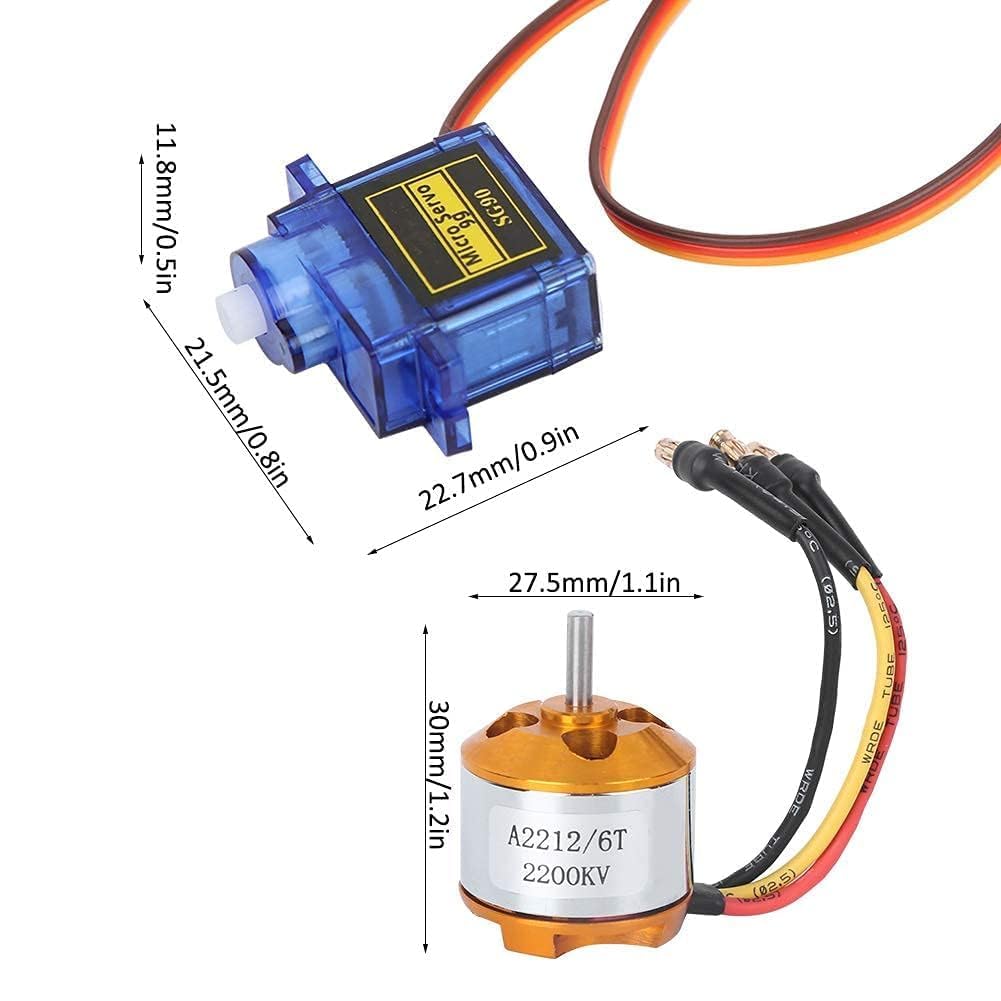 A2212 2200KV Motor sin escobillas 30A ESC SG90 9G Servo 6035 Hélice para accesorios de avión de ala fija RC(2200KV Motor + 6035 Propeller + 9G Servo + 30A ESC)