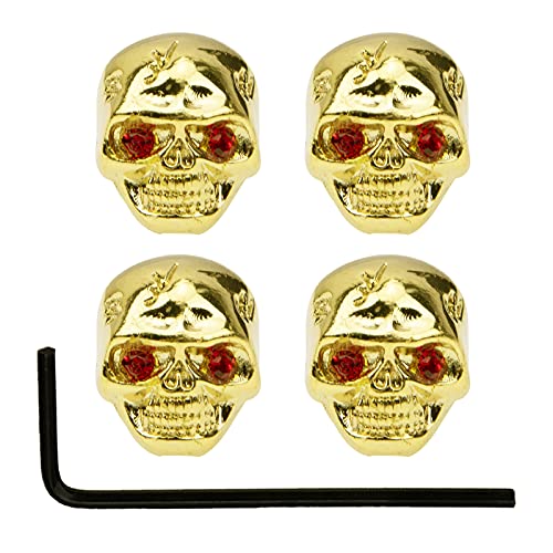 Yootones 4Pcs Electric Guitar Skull Volume Tone Knobs Skull Head Skull Knob Compatible with Electric Guitar Bass Replacement Parts (Gold)