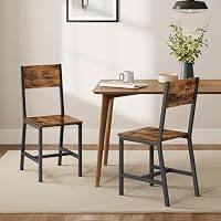 VASAGLE Esszimmerstühle, Küchenstühle, 2er Set, Metallrahmen, für Esszimmer, Wohnzimmer, Küche, vintagebraun-tintenschwarz LDC092B01V1 – Ansicht 2