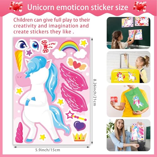 Image of Make Your Own Unicorn Stickers, Make a Face Sticker, Pink Unicorn Stickers