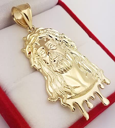 10k Yellow Gold Jesus Pendant For Mens Necklace Jesus Face Charm3