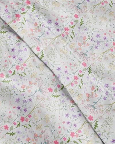 Image of Duvet Cover Full Size Set - Extra Soft Floral Duvet Cover 80 x 90 with 2 Pillow Shams - Comfy, Breathable Floral Bedding Set - Hotel Luxury & Fade Free with Zipper Closures & Ties - Wildflower Field