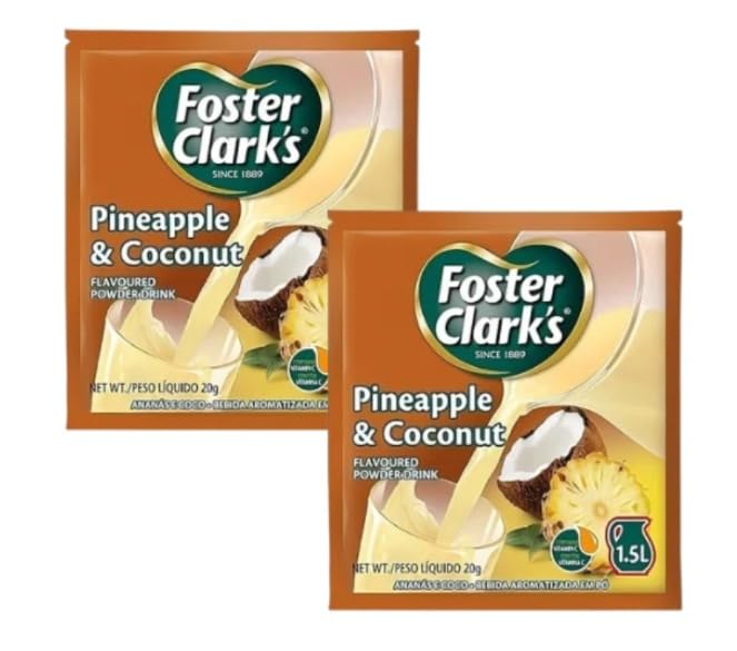Foster-Claks pineapple and coconut Flavoured powder Drink Mix, 20g Each Sachet (pack of 2)-image-43