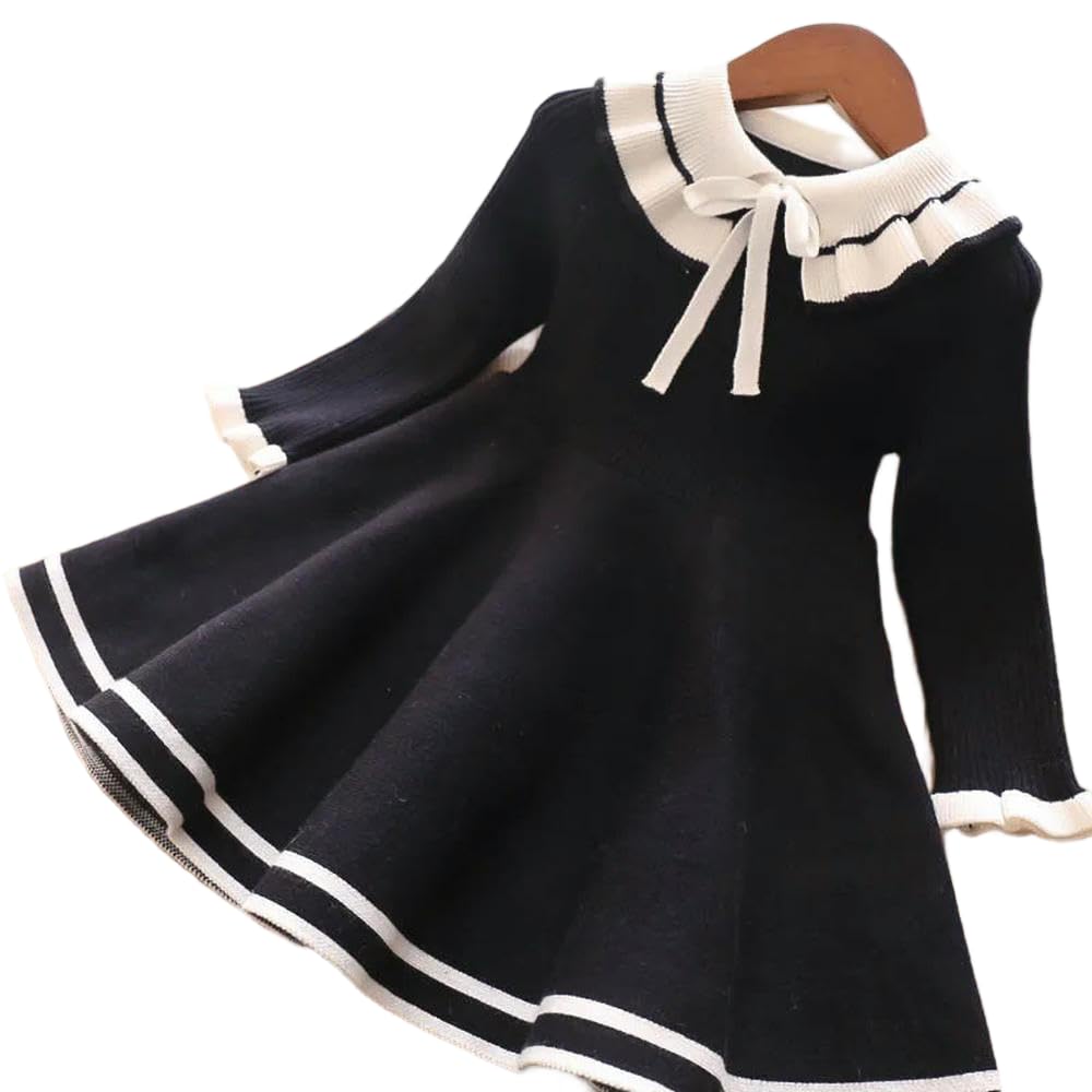QXDZSW dziewczęcy sweter dziecięcy dzianinowa sukienka dziecięca ciepły sweter sukienka dziewczyny niemowlę na co dzień czysty kolor plisowana sukienka księżniczki