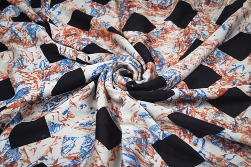 Image of Ethnics of Kutch Womens's Ajrakh Modal Silk Natural Dye Hand Block Print Unstitched Kurta Fabric