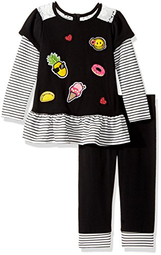 Rare Editions Baby Girls' Applique Legging Sets, Black, 18M