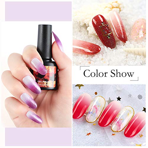 3 Colors Poly Nail Gel Kit with 36W LED Nail Lamp,6 Colors U V Gel Polish 2pcs Color Change Gel Polish, Top and Base Coat Nail Art Manicure Tools Set