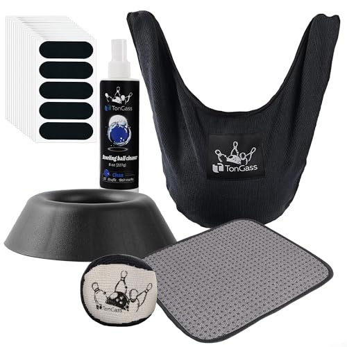 TonGass Bowling Basics Accessories Kit, Microfiber Bowling Ball Seesaw Towel Set, Bowlings Cleaner Spray Kit, Microfiber Ultra Dry Grip Balls Kits, Bowlings Thumb Tape and Ball Display Stand Set