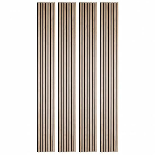 Lot de 4 Panneaux tasseaux bois 250 x 30 x 2 cm - décor chêne clair fond noir - 3m²