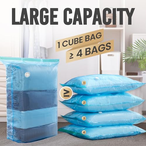 Image of TAILI 8 Pack Vacuum Storage Bags, Jumbo Cube (31x40x15 Inch), Blue