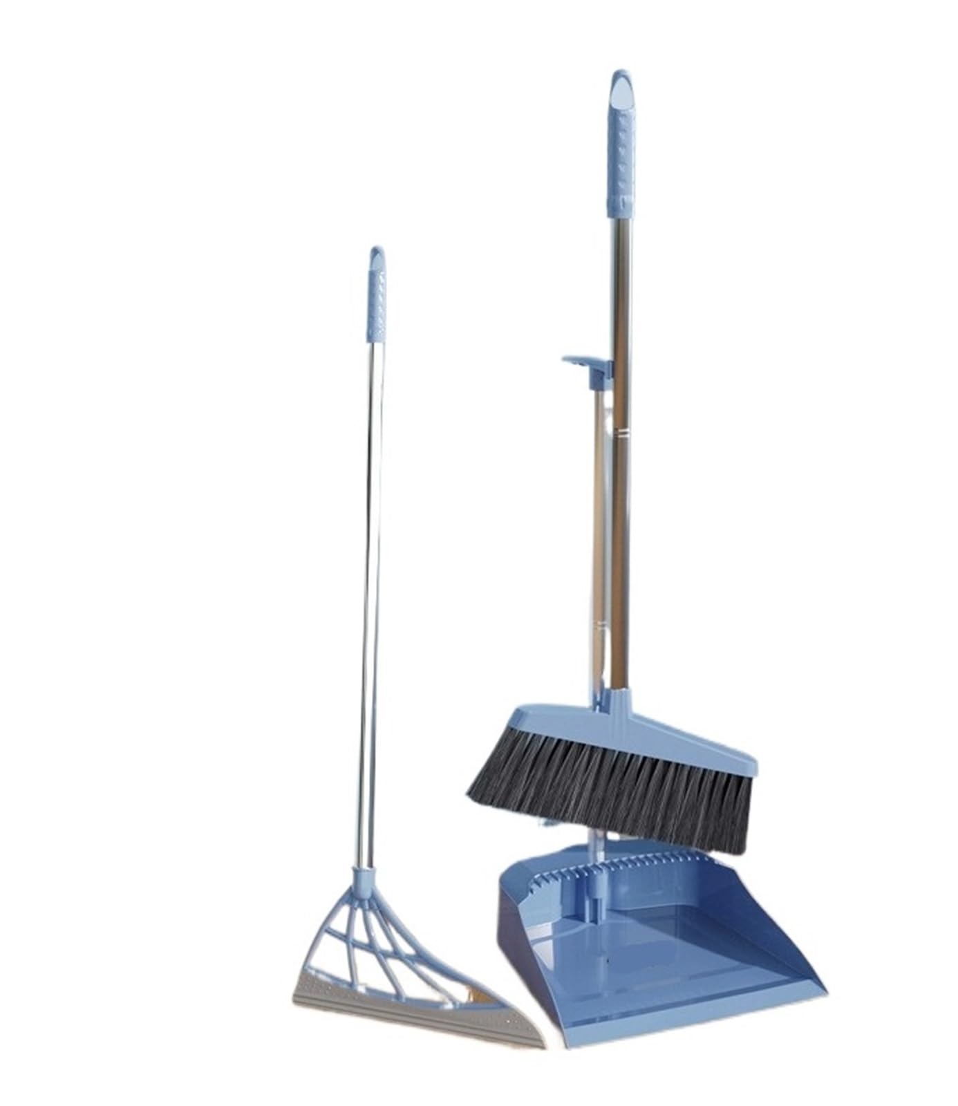 Broom Set Dustpan Household Combination Non-Stick Hair Sweeping Tool Indoor Cleaning Utensils Plastic(Blue (three-piece set))